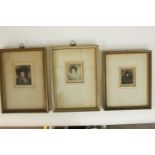 Three framed and glazed signed etchings of female portraits, signed Ildef Benito. H.19 W.14cm. (