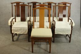 A set of eight late 20th century Chinese hardwood dining chairs, including two carvers and six