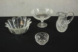 A collection of crystal, including a large Dartington crystal daisy bowl by Frank Thrower along with