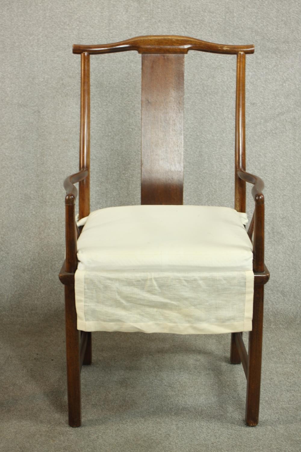 A set of eight late 20th century Chinese hardwood dining chairs, including two carvers and six - Image 4 of 11