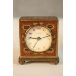 A Robert & William Sorley, Glasgow, miniature Arts and Crafts enamelled alarm clock, white enamel