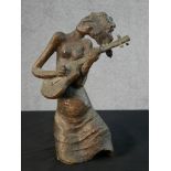 Patricia Mcallister (Zimbabwean 1932-2008), Girl Playing a Guitar, bronze, signed and dated '70. H.