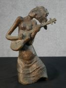 Patricia Mcallister (Zimbabwean 1932-2008), Girl Playing a Guitar, bronze, signed and dated '70. H.