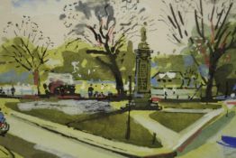 John Victor Emms (1912 - 1993), gouache, 'The Memorial, Weybridge, Surrey, signed. H.23 W.29cm.