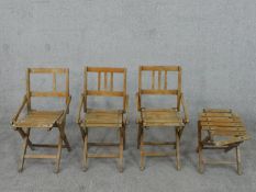 A collection of vintage folding children's chairs. H.40cm