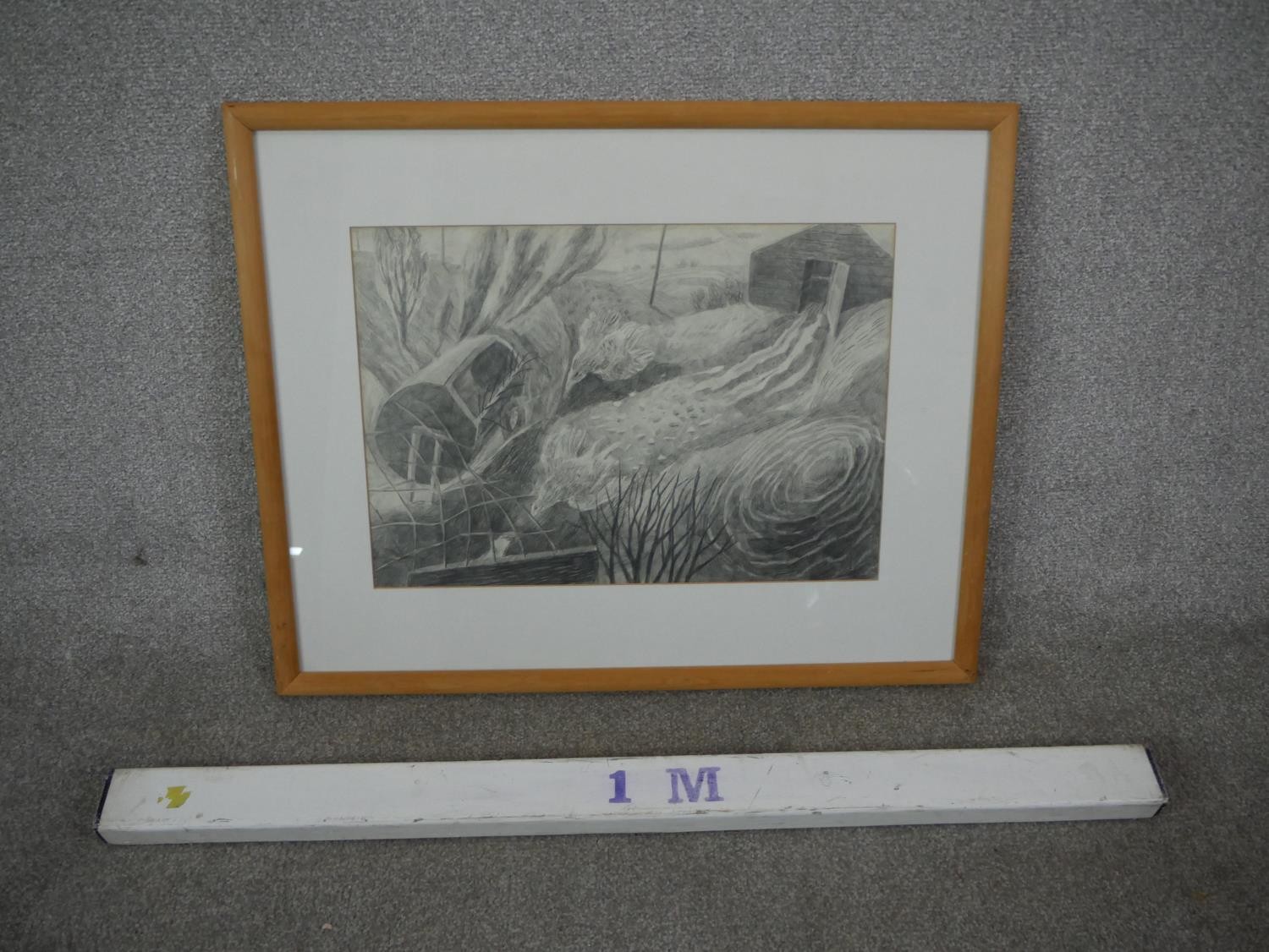 A framed and glazed pencil drawing titled 'Chick Muck Spreader', signed J. Ferguson and dated. H. - Image 3 of 8