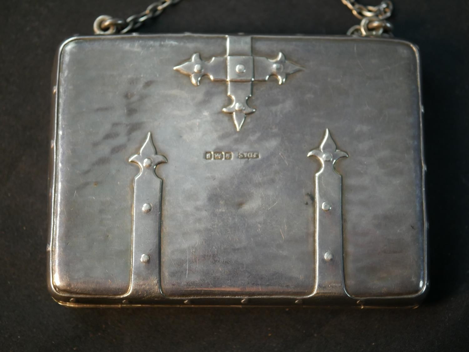 A collection of silver, including a Victorian silver cigarette case in the form of a leather bound - Image 14 of 16
