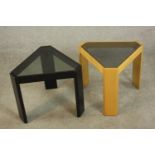 Two Porada Arredi Italian occasional tables, circa 1970s, one light oak, the other ebonised, of