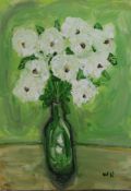 Wolf Howard, acrylic on canvas. White Flowers, initialled lower right, inscription verso. H.42 W.