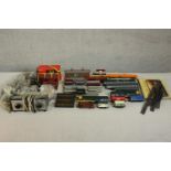 A Hornby train set with accessories. Includes fifteen locomotives and carriages, track and