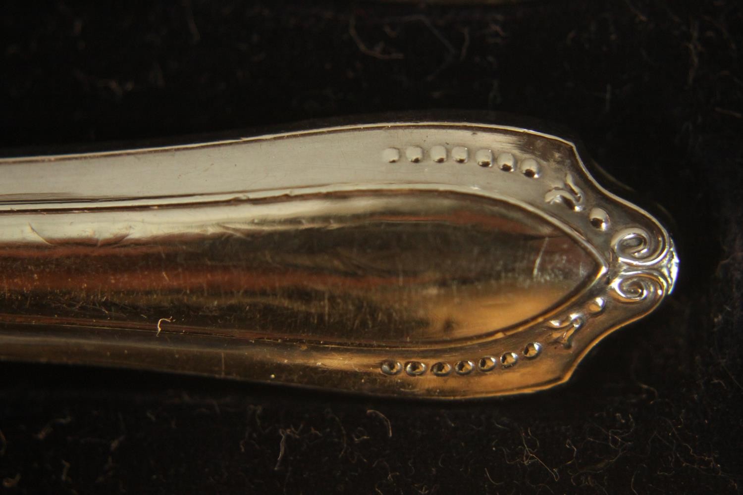 A leather cased set of coffee spoons and sugar tongs by Walker and Hall along with a cased set of - Image 9 of 9