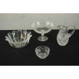 A collection of crystal, including a large Dartington crystal daisy bowl by Frank Thrower along with