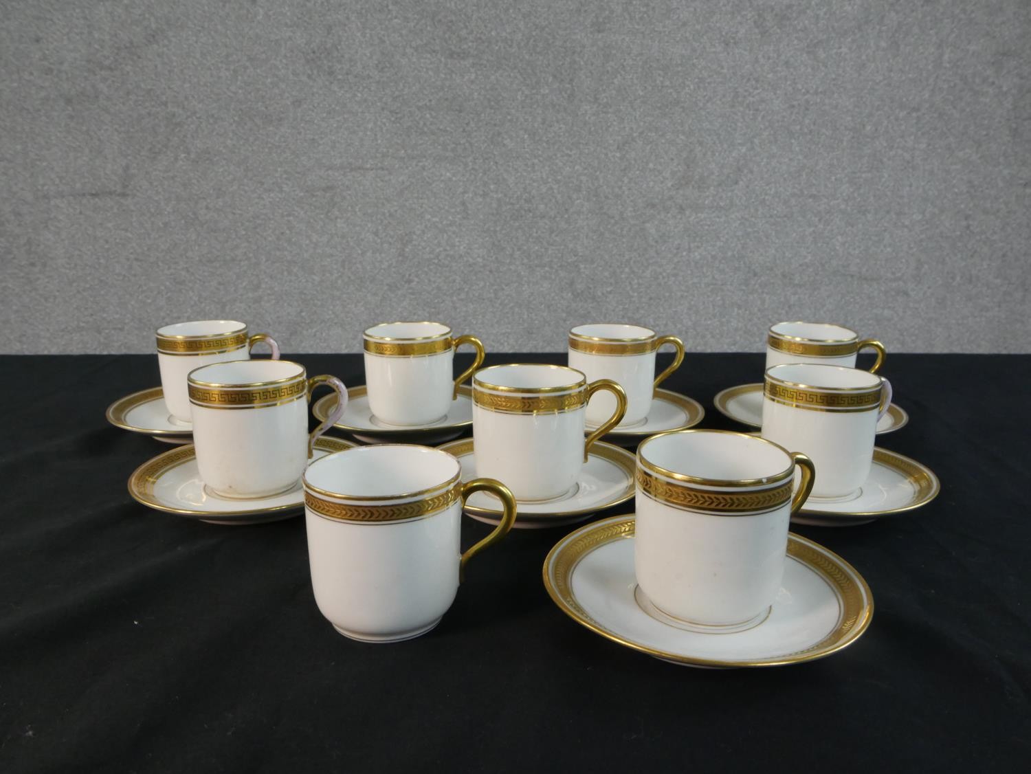A collection of hand painted and gilded part coffee sets, including a T. Goode and Co orange and - Image 9 of 11