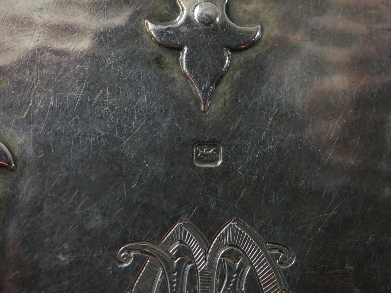 A collection of silver, including a Victorian silver cigarette case in the form of a leather bound - Image 13 of 16