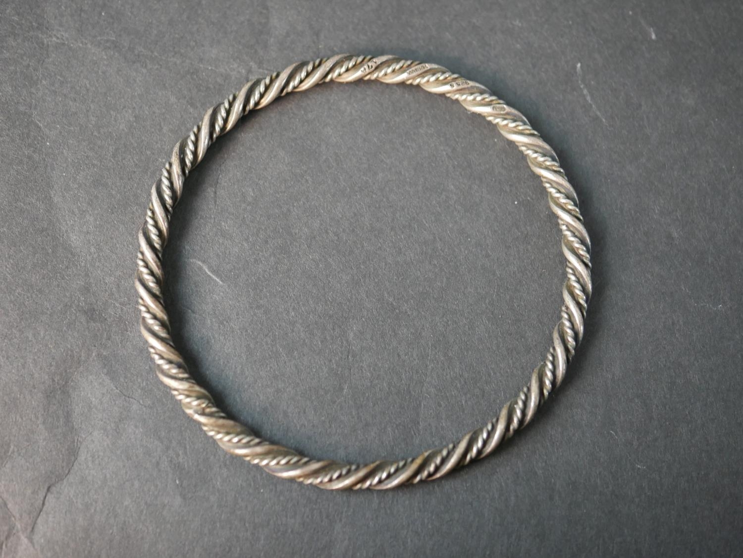 A Georg Jensen silver rope twist bangle, design no. 17B, George Jensen oval mark.