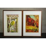 A framed and glazed reproduction Muir Woods Bird, Marin California travel poster along with