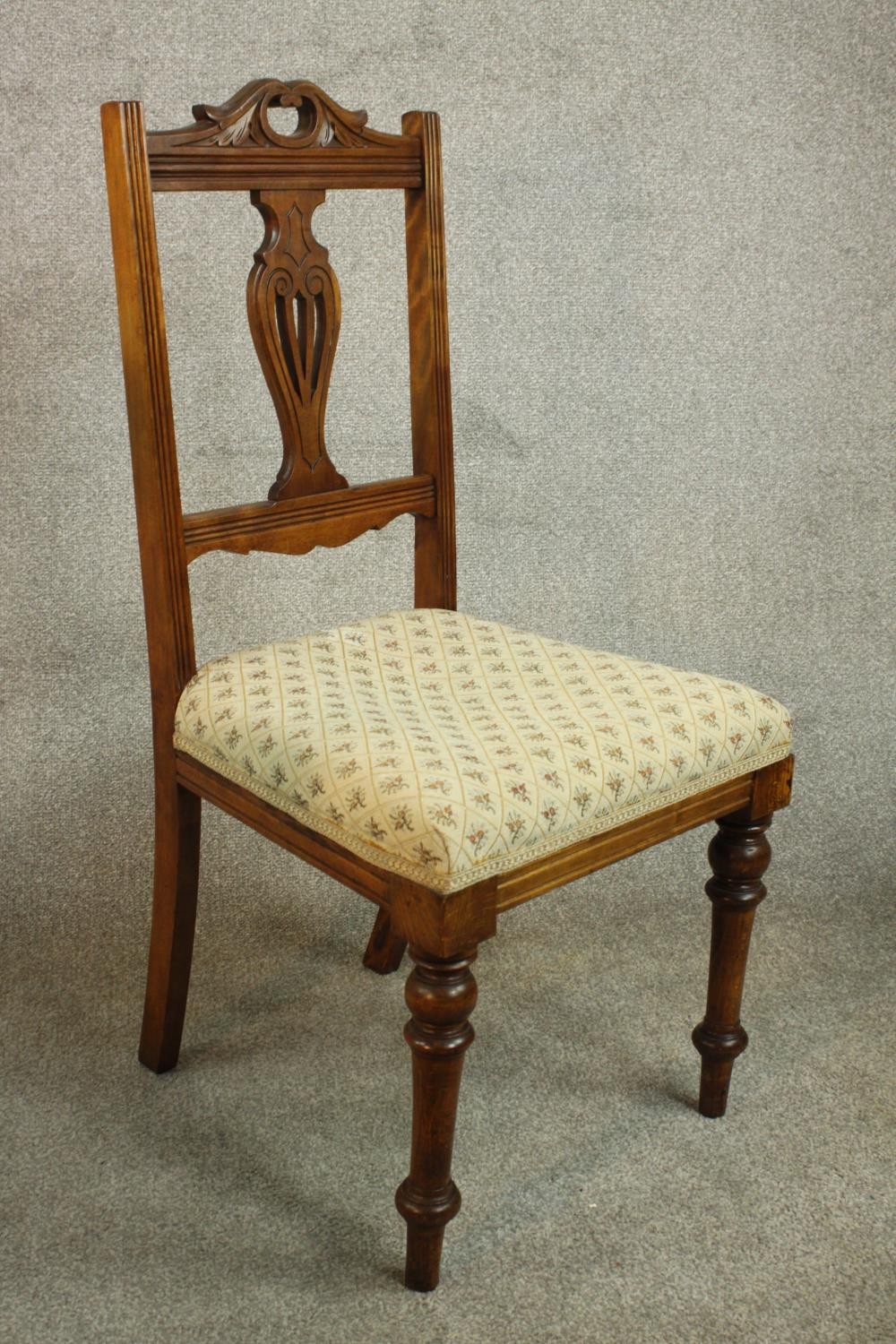 A William IV walnut dining chair with a drop in seat, together with a Victorian walnut dining - Image 4 of 7