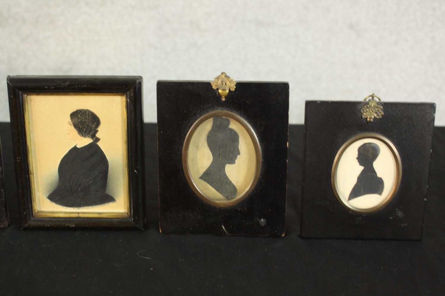 Six framed and glazed 19th century shadow portraits and one print of a lady in best dress. H.15 W. - Image 4 of 20