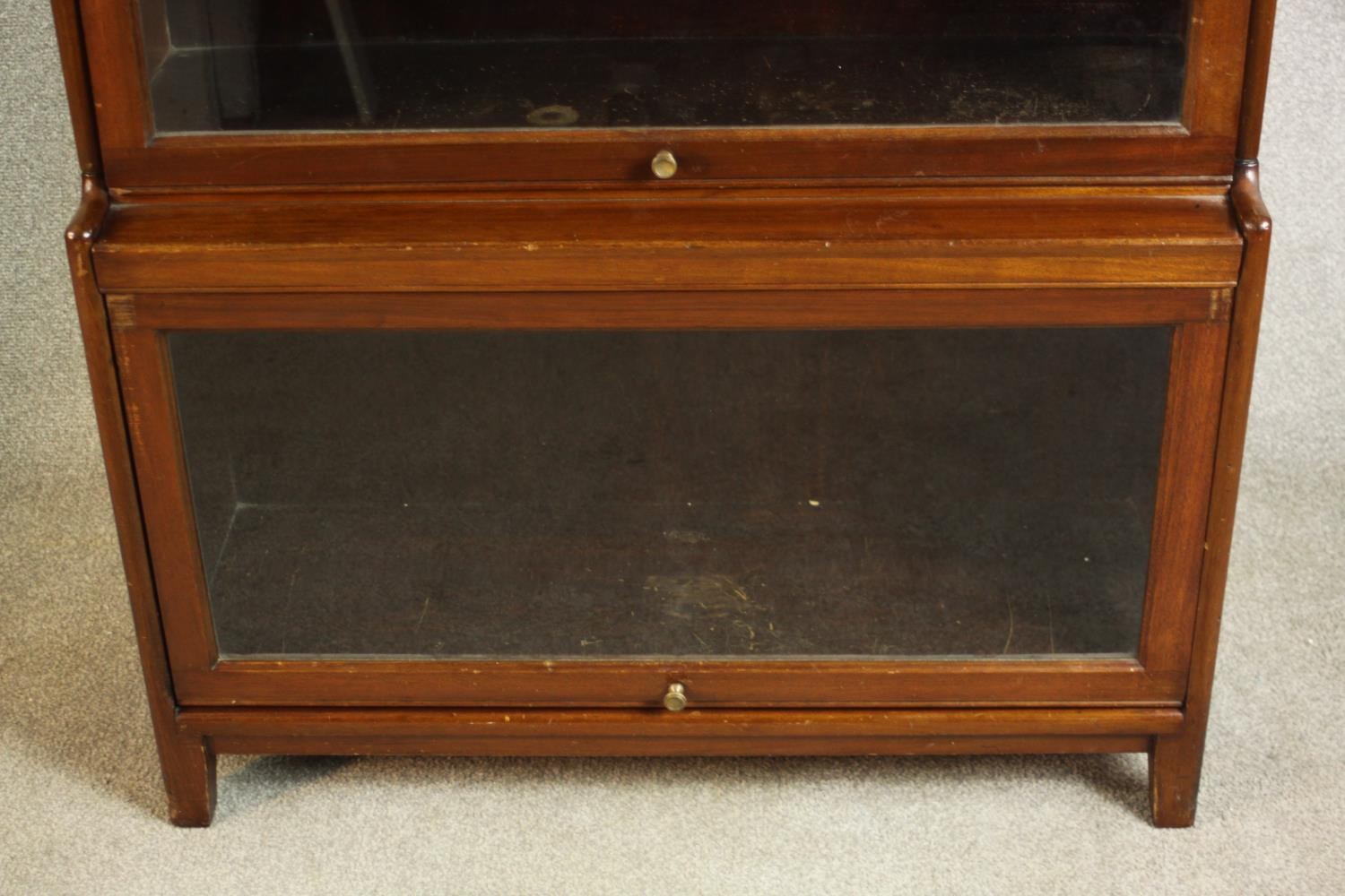 A mid 20th century mahogany Gumm stacking bookcase, with two glazed cupboard doors over three - Image 5 of 16