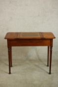 An Edwardian Britisher mahogany and satinwood desk, of rectangular form, the part stencilled