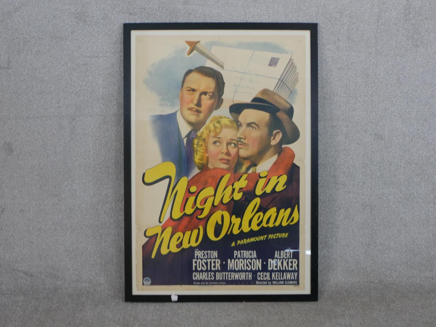 A 1940s linen backed film poster for Night in New Orleans, directed by William Clemens, starring - Image 2 of 9