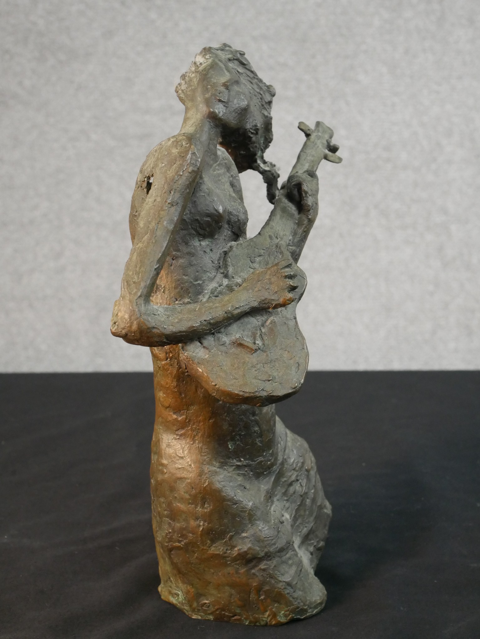 Patricia Mcallister (Zimbabwean 1932-2008), Girl Playing a Guitar, bronze, signed and dated '70. H. - Image 3 of 6
