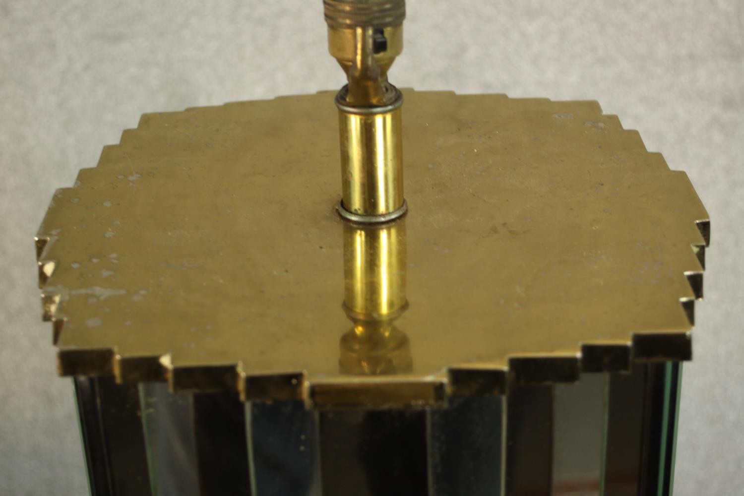 A contemporary bronze and mirrored table lamp on a square base. H.51 W.28 D.29cm. - Image 3 of 7