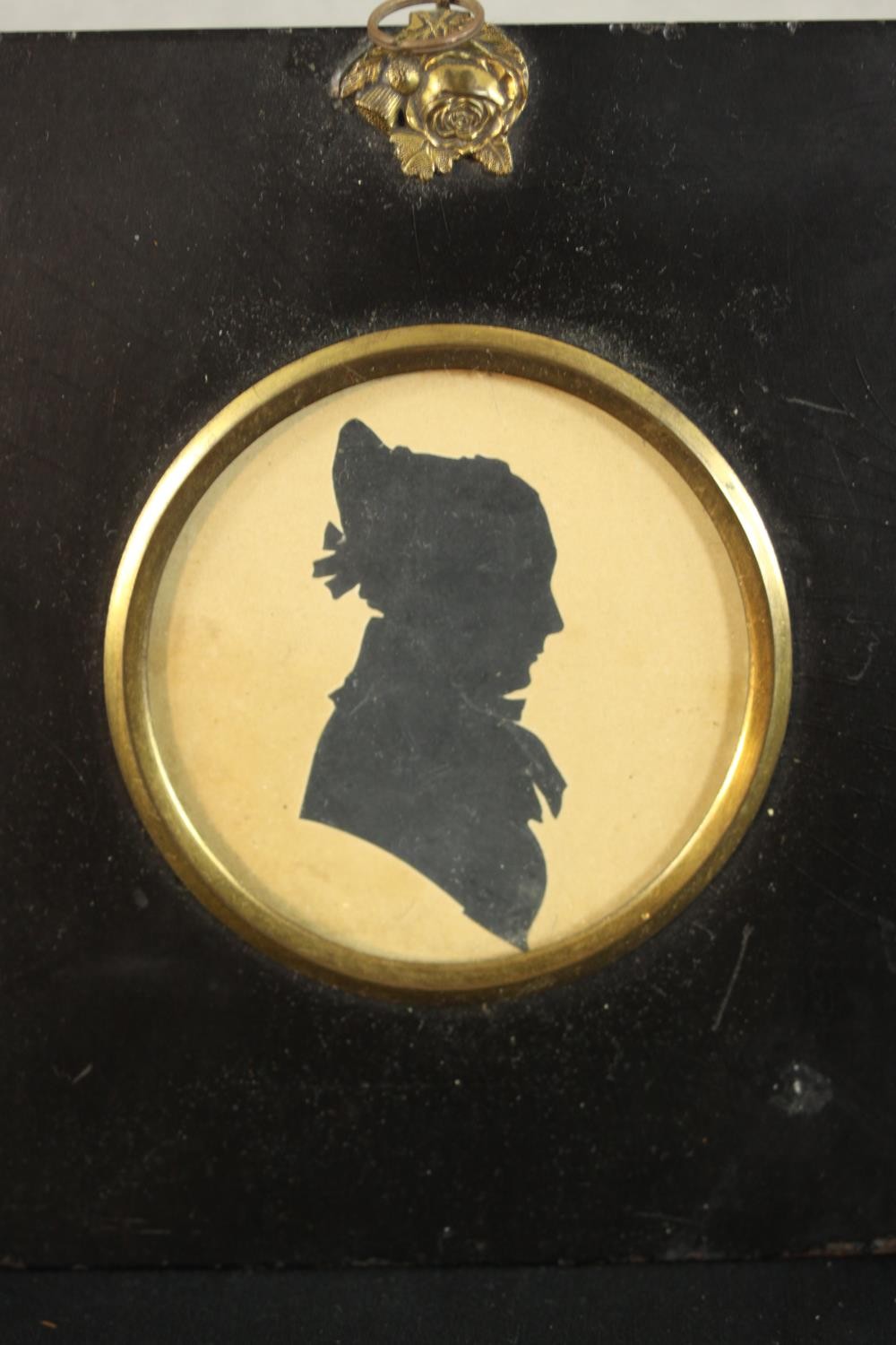 Six framed and glazed 19th century shadow portraits and one print of a lady in best dress. H.15 W. - Image 8 of 20