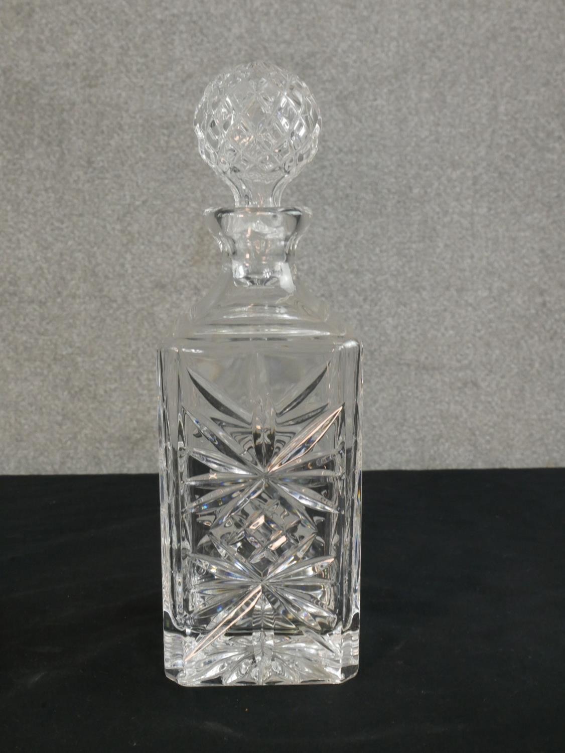 Three cut glass and crystal decanters, each of different design. H.35cm (largest) - Image 3 of 4