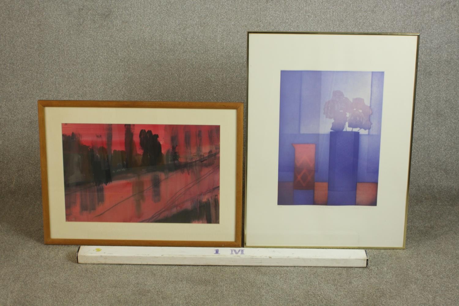 Liz Sutherland, watercolour cityscape, label and inscribed verso along with a signed etching. H.77 - Image 2 of 11