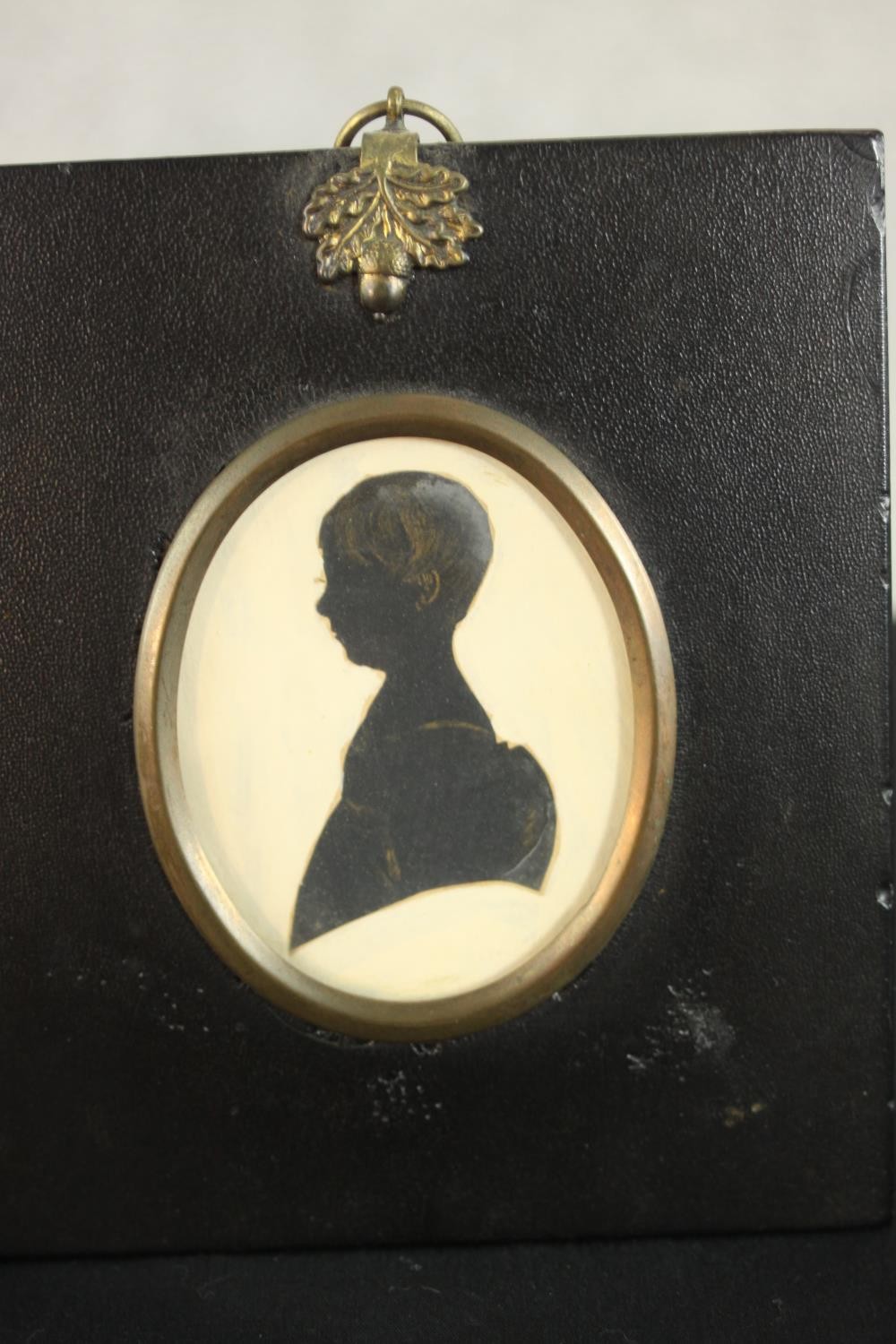 Six framed and glazed 19th century shadow portraits and one print of a lady in best dress. H.15 W. - Image 12 of 20