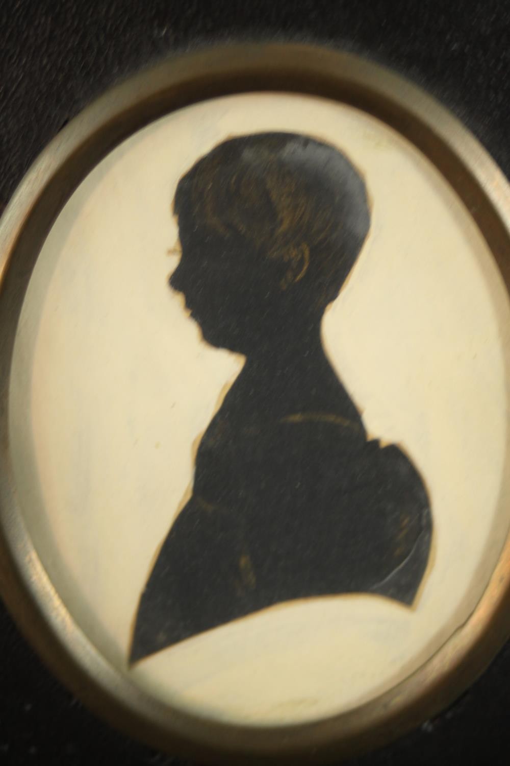 Six framed and glazed 19th century shadow portraits and one print of a lady in best dress. H.15 W. - Image 13 of 20