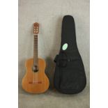 A J PEREZ P-610 Mate solid cedar top Spanish made classical guitar with hard case and guitar stand
