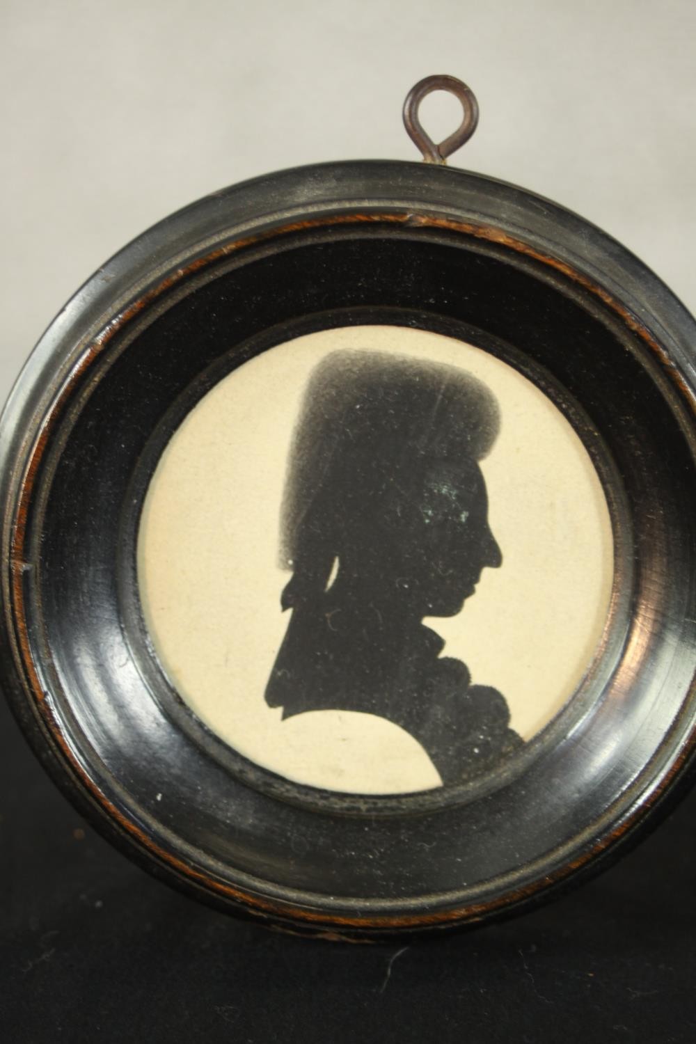 Six framed and glazed 19th century shadow portraits and one print of a lady in best dress. H.15 W. - Image 5 of 20