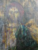 A Russian orthodox religious icon, Jesus Christ, on panel. H.26.5 W.15cm D.1cm