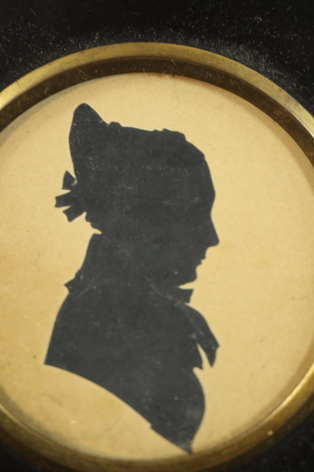 Six framed and glazed 19th century shadow portraits and one print of a lady in best dress. H.15 W. - Image 16 of 20