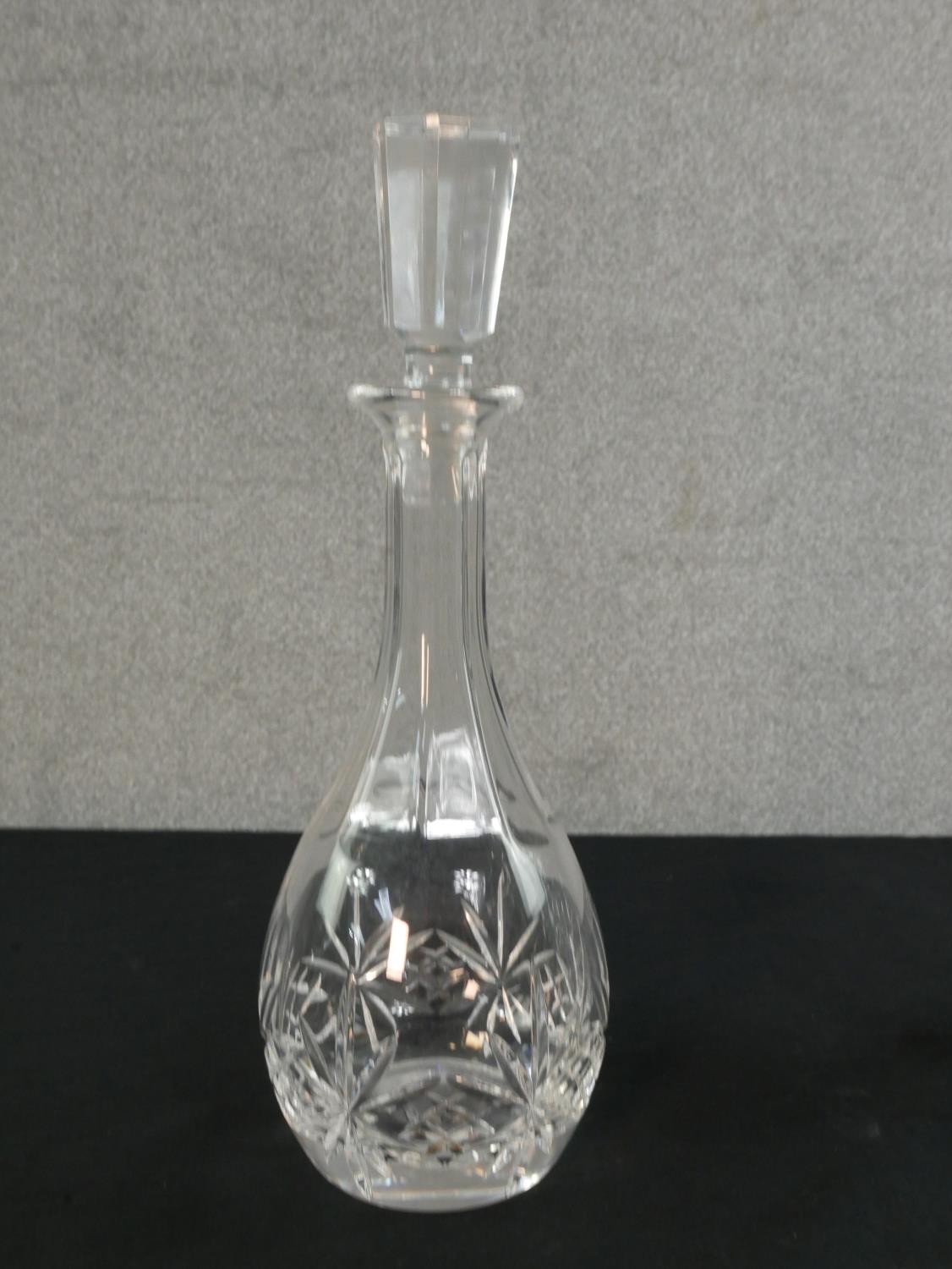 Three cut glass and crystal decanters, each of different design. H.35cm (largest) - Image 2 of 4