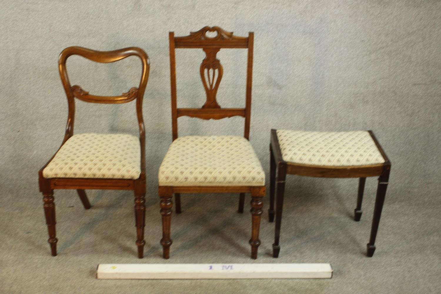 A William IV walnut dining chair with a drop in seat, together with a Victorian walnut dining - Image 2 of 7