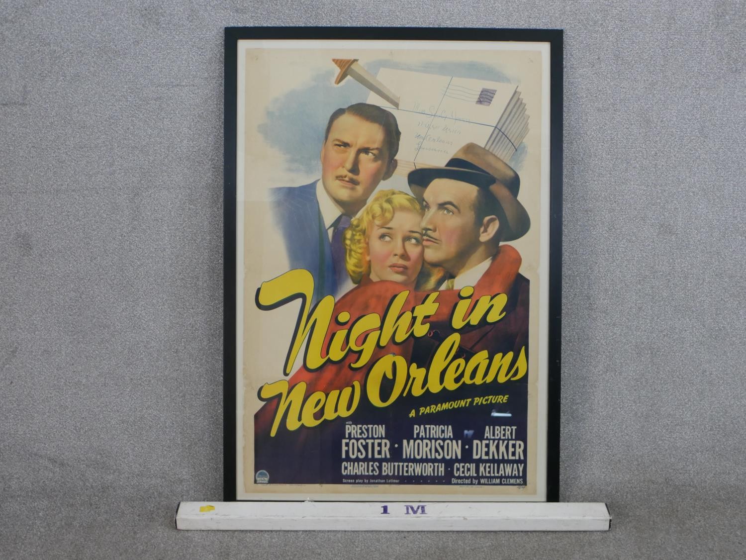 A 1940s linen backed film poster for Night in New Orleans, directed by William Clemens, starring - Image 3 of 9