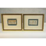 Two 19th century framed and glazed Mogul gouaches on paper, two scenes with figures and each