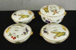 A set of four Royal Worcester Evesham pattern flameproof porcelain tureens, three smaller and one