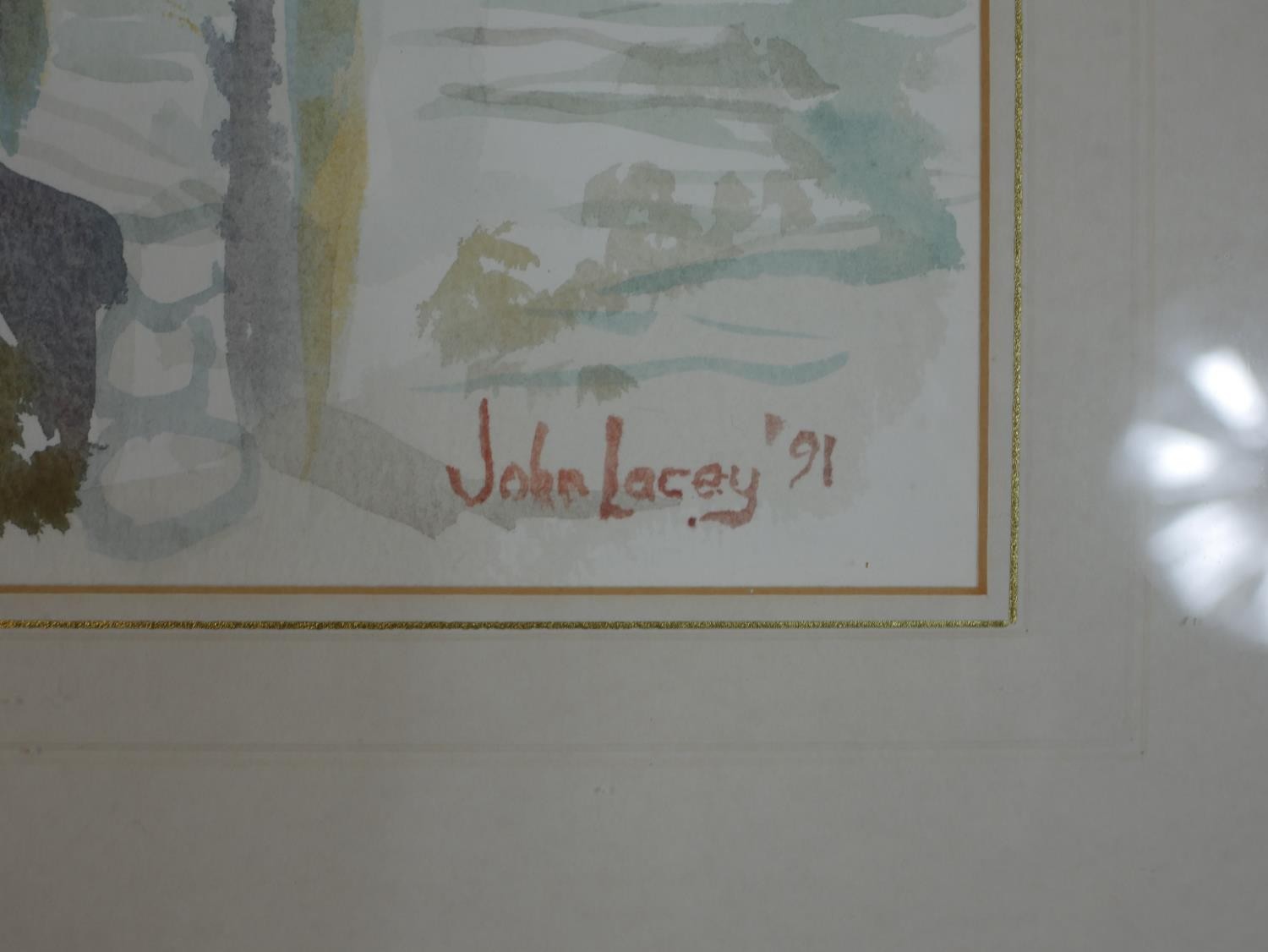 John Lacey (Australian), Gathering Cloud & Red Bird, watercolour, signed and dated 91 lower right. - Image 4 of 5
