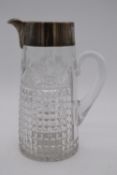 A George V hallmarked silver mounted crystal lemonade jug Cooper Brothers & Sons Ltd, Sheffield