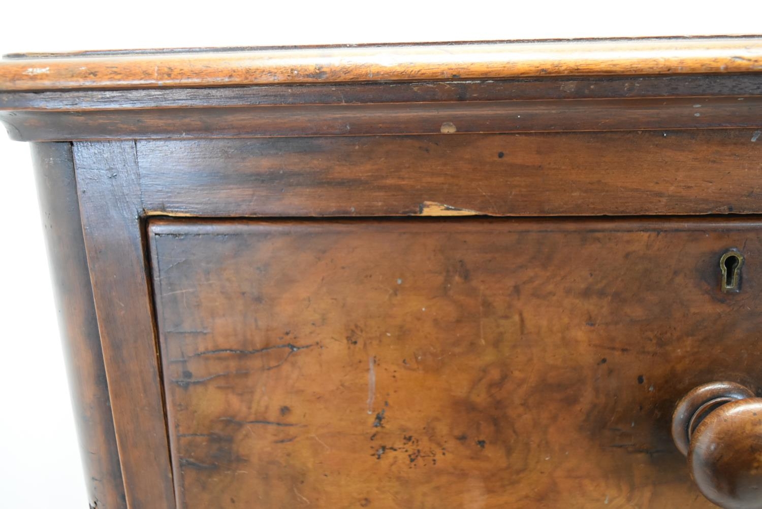 A late Victorian mahogany chest of two short over three long drawers with turned handles raised on - Image 8 of 13