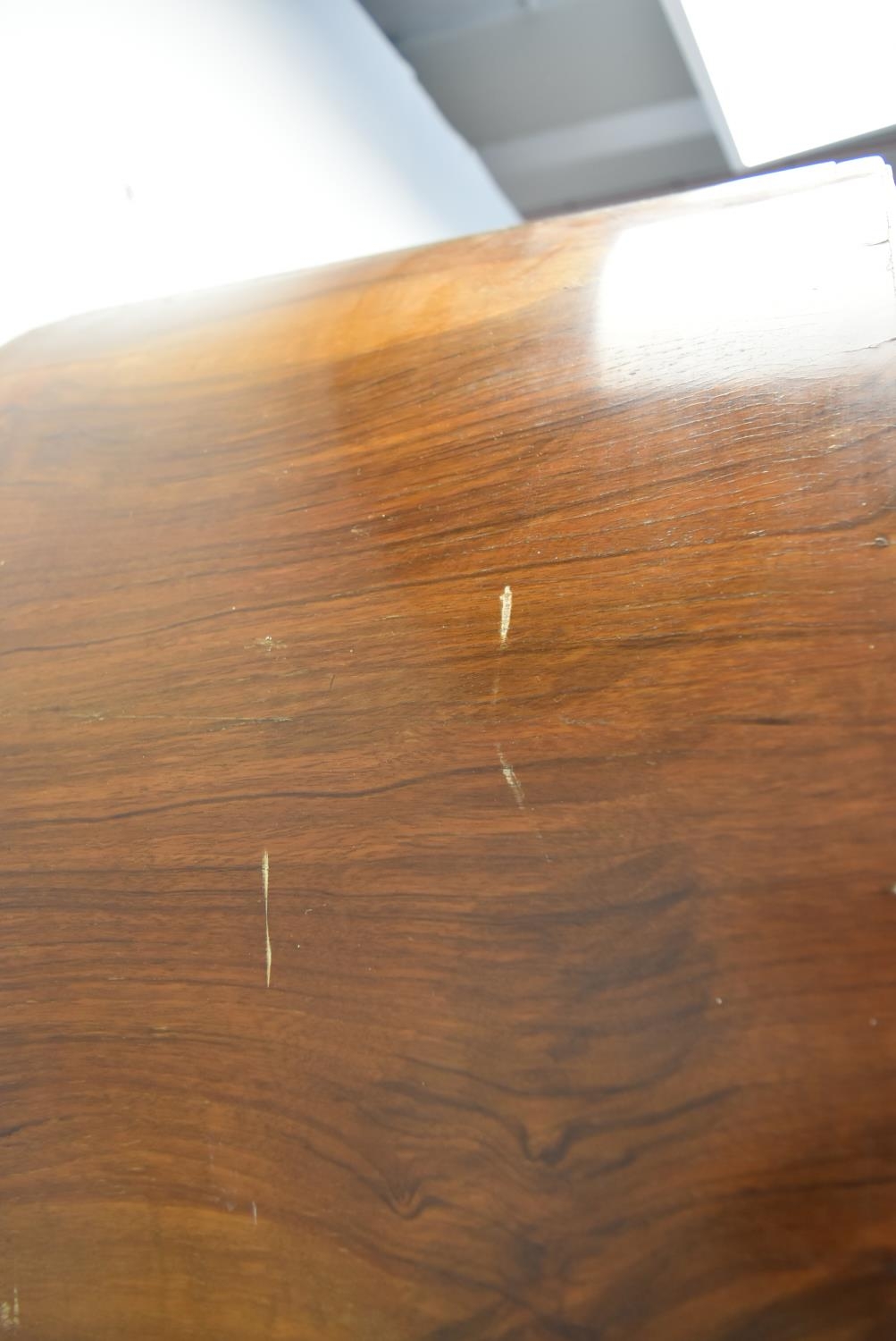 An Art Deco walnut veneered dome topped and twin door wardrobe, opening to reveal mirror, raised - Image 10 of 15