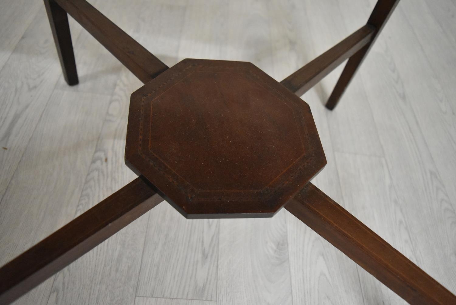 An Edwardian mahogany octagonal occasional table on tapering supports united by stretcher. H.68.5 - Image 13 of 17