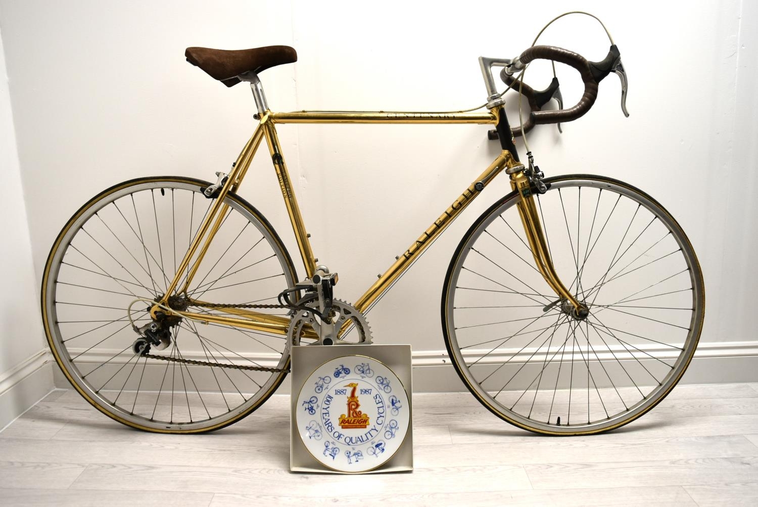 Raleigh Centenary 24k gold plated bicycle, 23" frame. Wheels Dia.26". 100 in total were made for