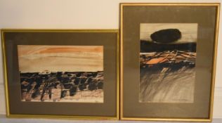 David Humphries (Contemporary); two abstract landscapes, signed, each framed and glazed. H.45 W.35.
