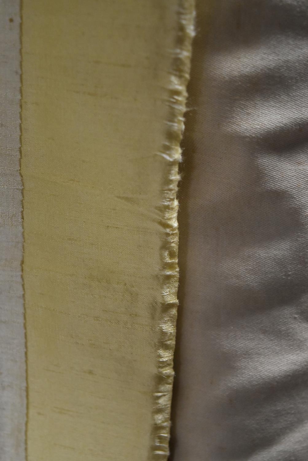 A pair of yellow silk interlined pinch pleated curtains. H.328 W.105cm - Image 7 of 10
