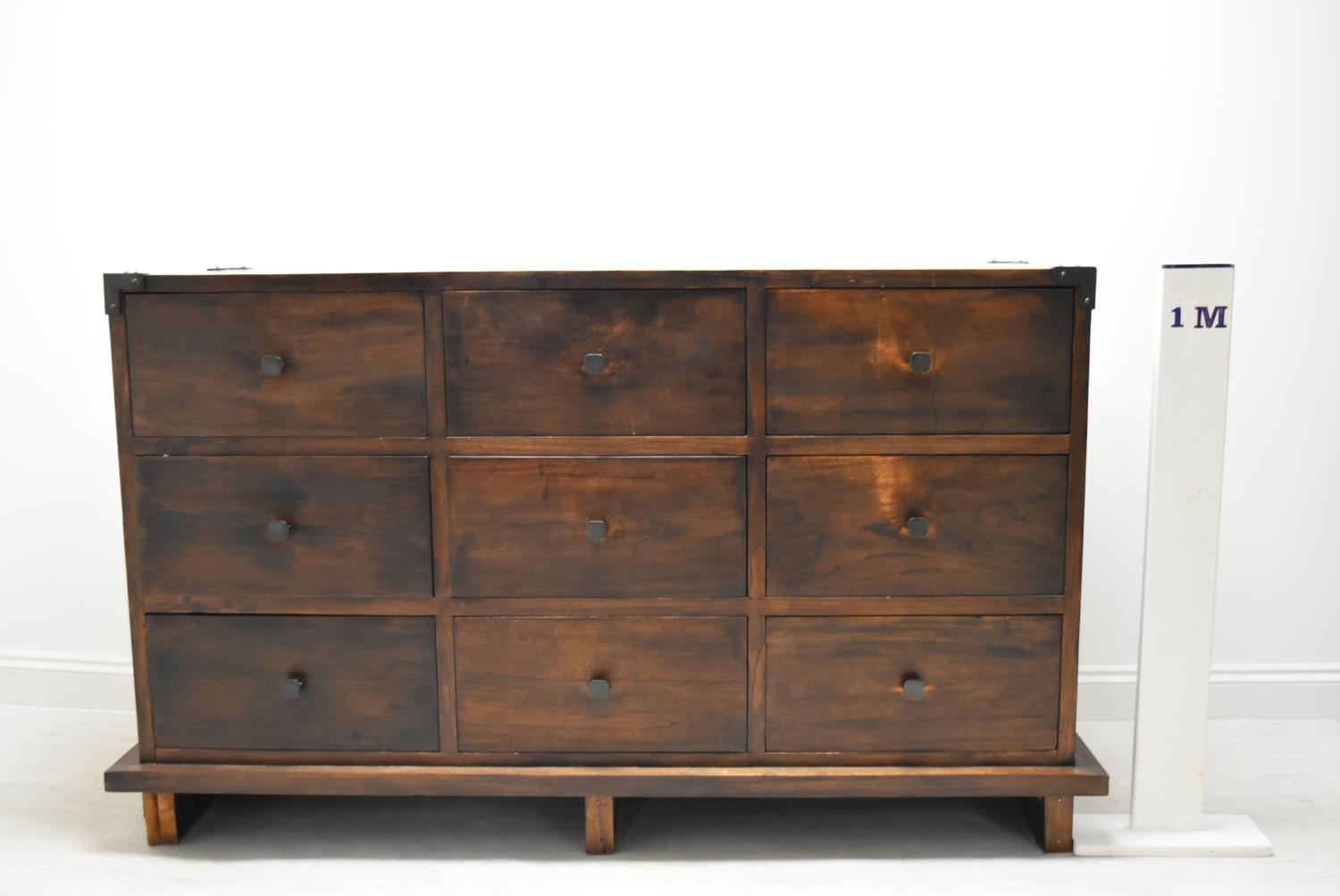 A contemporary Eastern hardwood sideboard with nine drawers raised on short supports. H.100 W.160. - Image 3 of 11